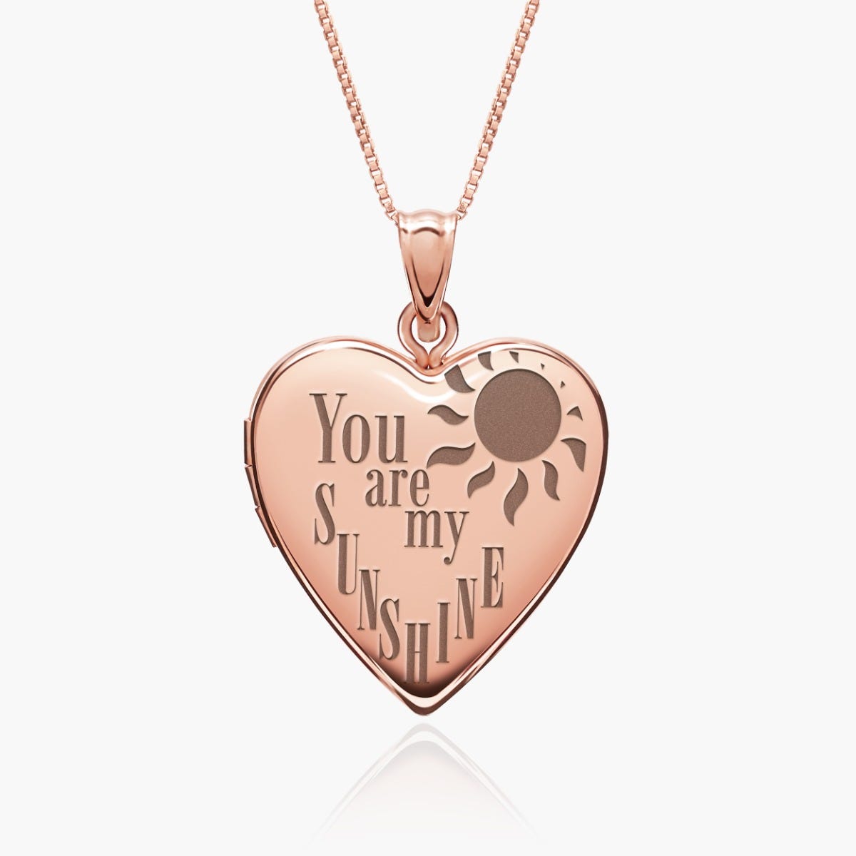 Rose Gold Plated You Are My Sunshine Heart Photo Locket