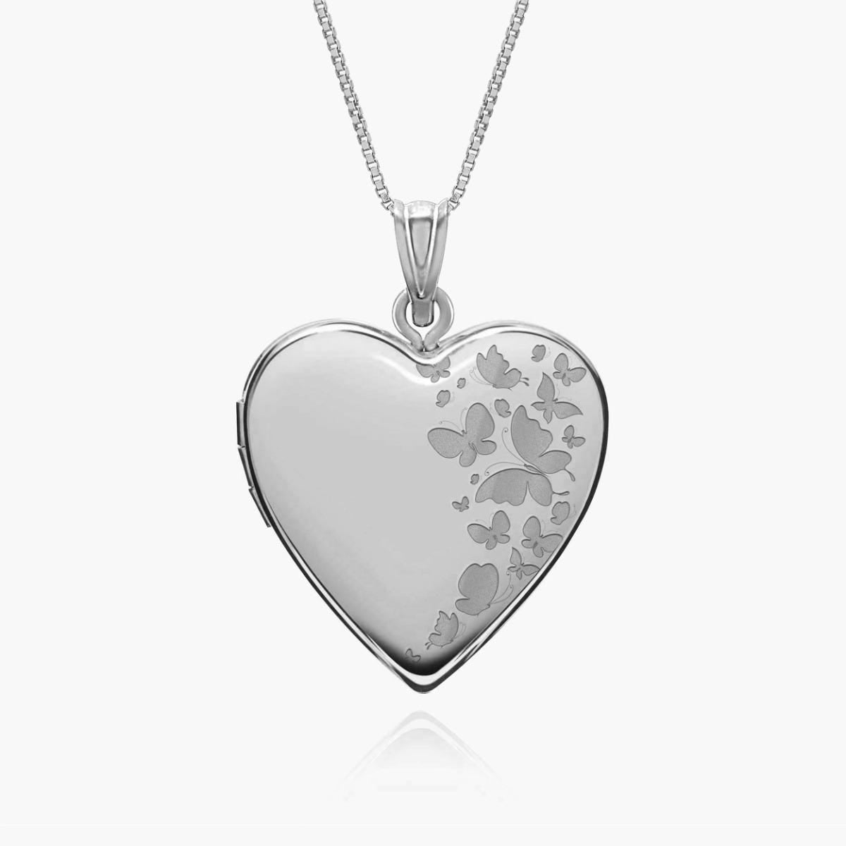 Sterling Silver Butterfly Heart Photo Locket