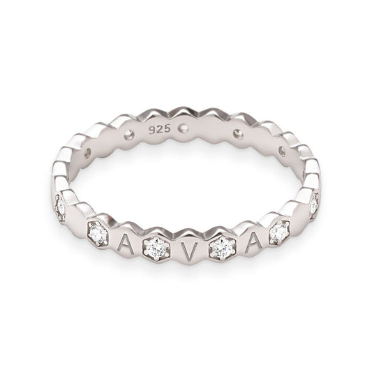 Hexagon Shaped Band With Initials and CZs