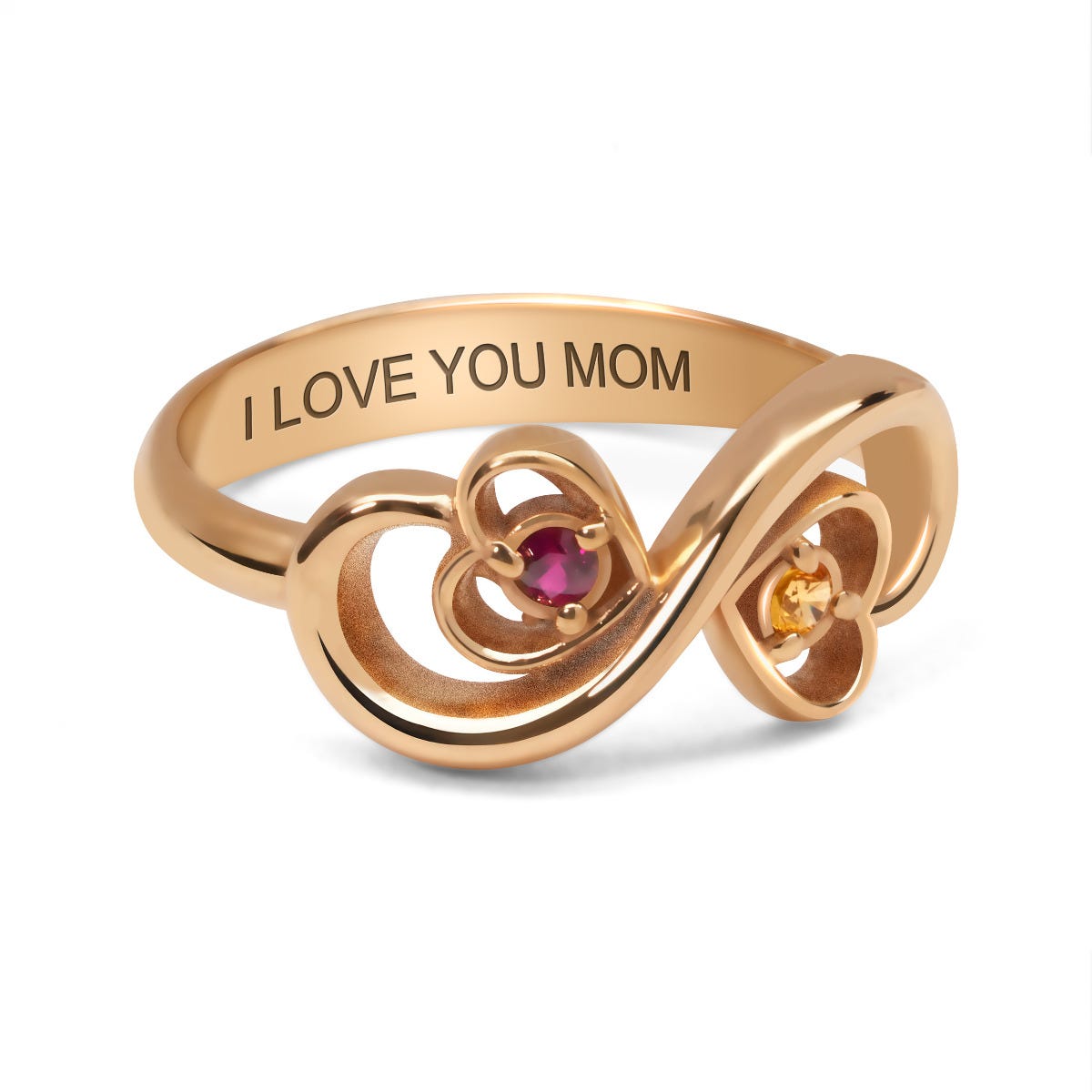 Two Hearts Infinity Birthstone Ring