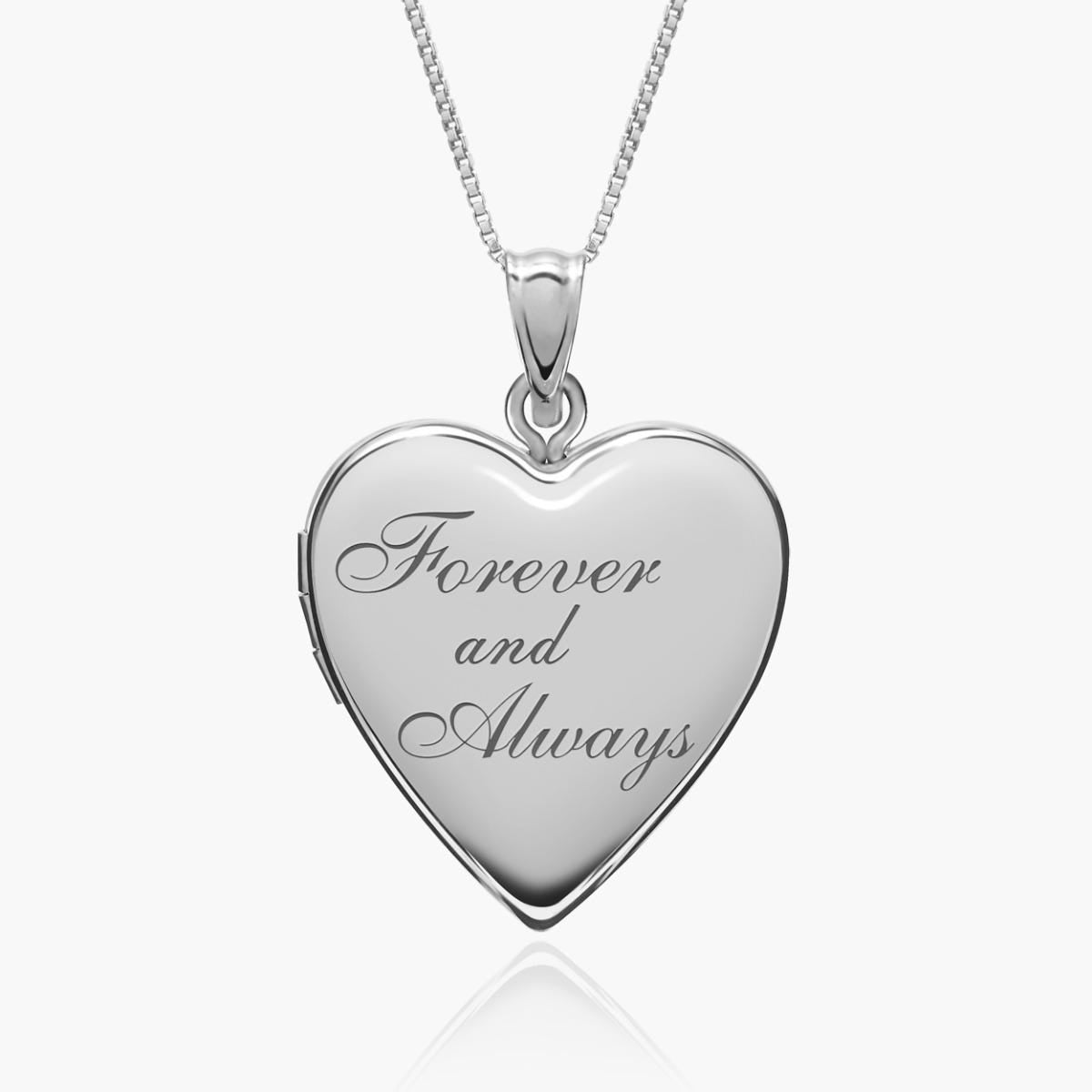 Sterling Silver Forever & Always Heart Photo Locket