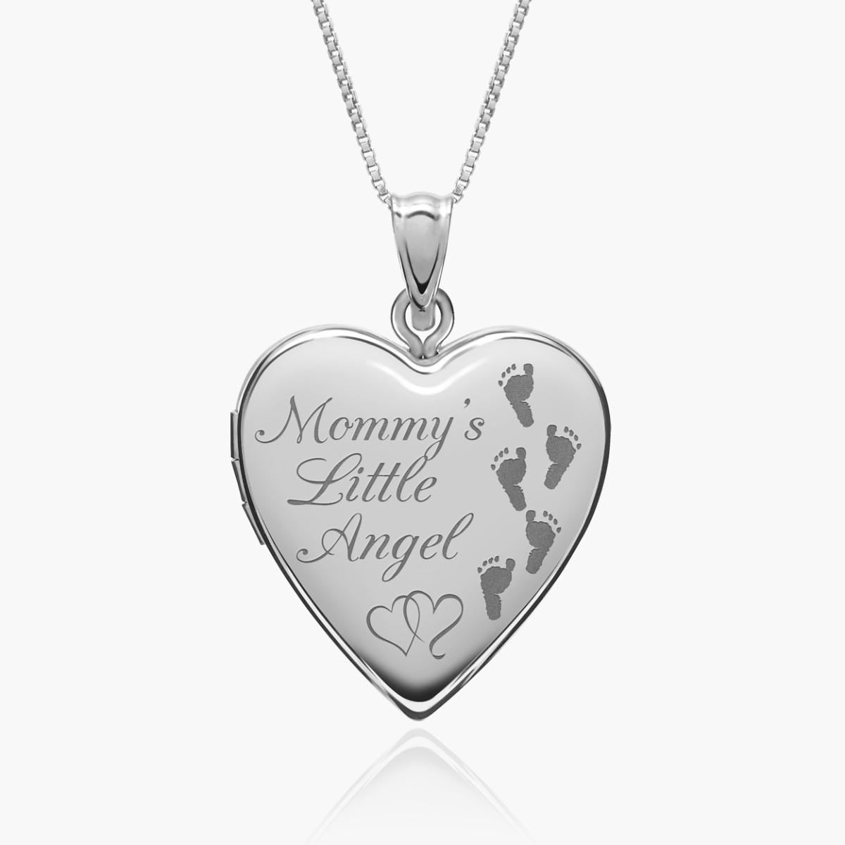 Sterling Silver "Mommy's Little Angel" Heart Photo Locket
