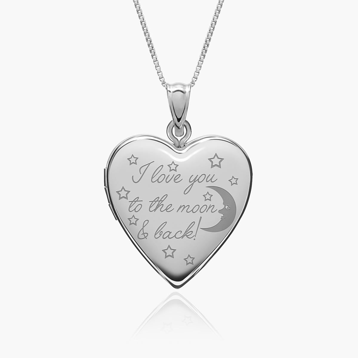 Sterling Silver " To The Moon & Back " Heart Photo Locket