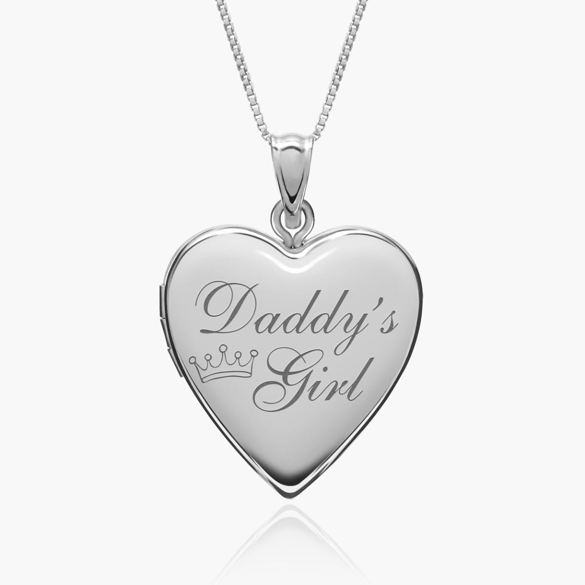 Sterling Silver Daddy's Girl Heart Photo Locket