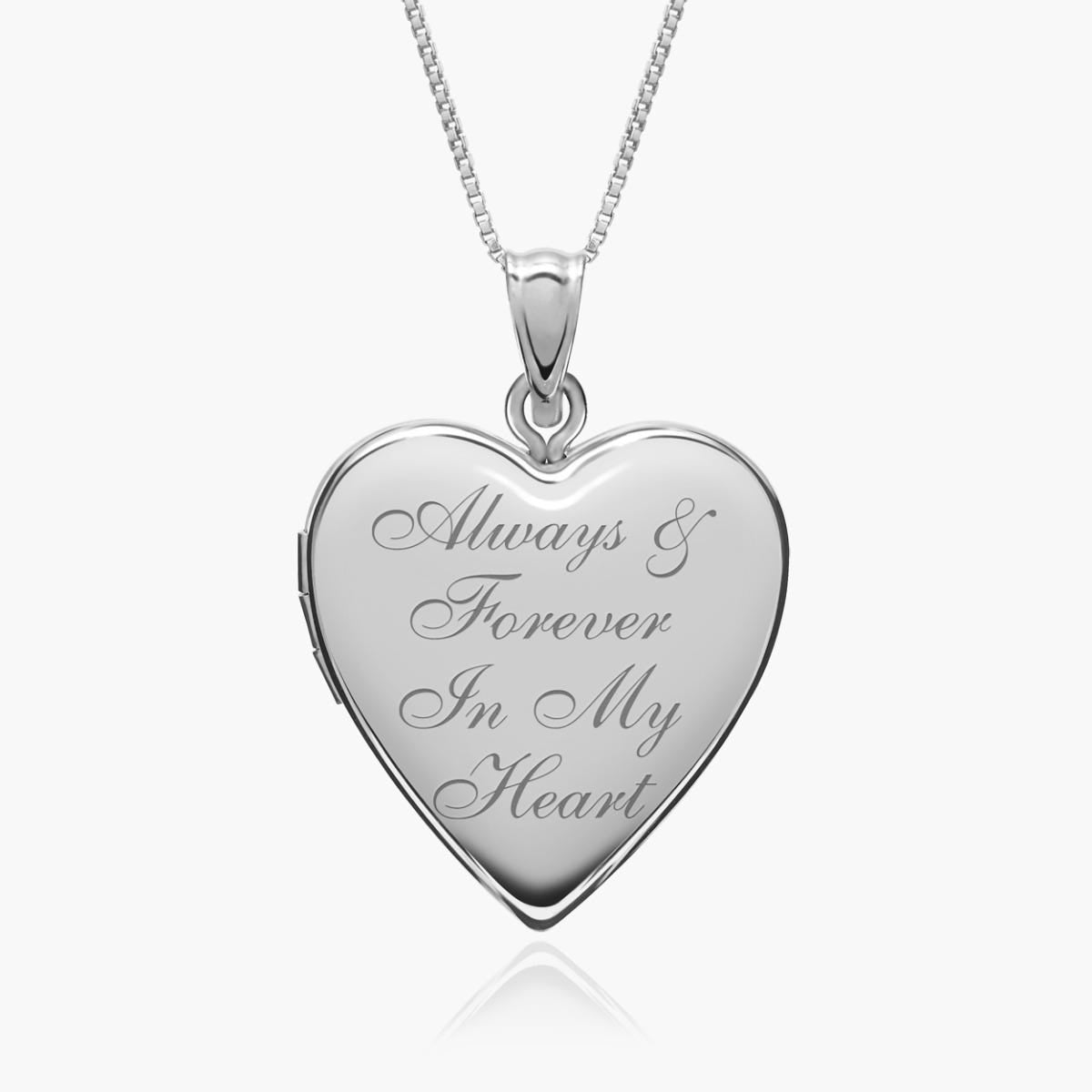 Sterling Silver "Always & Forever In My Heart" Heart Photo Locket