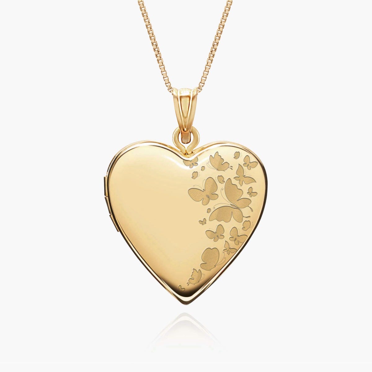 14k Yellow Gold Butterflies Photo Locket