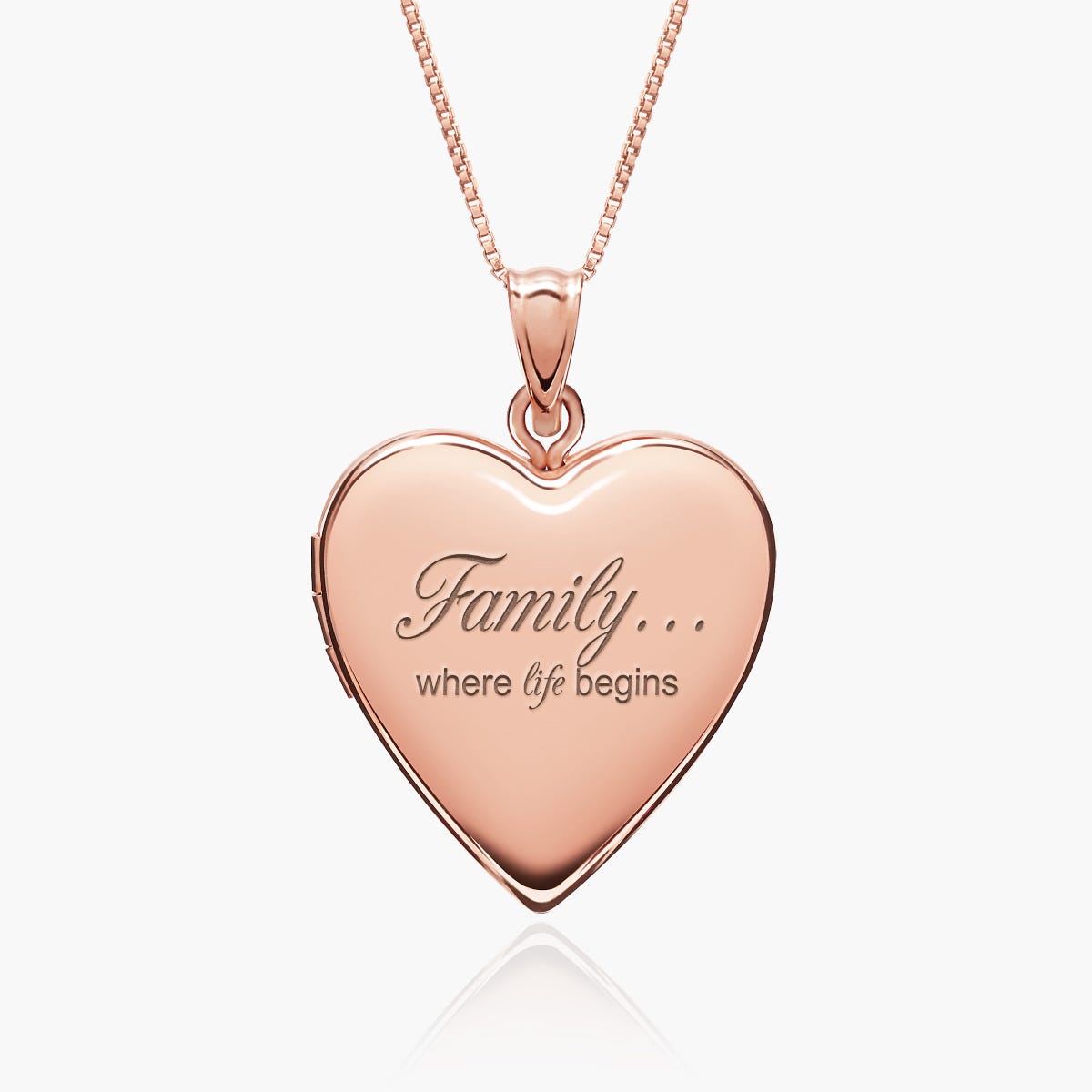 Rose Gold Plated Family Love Heart Photo Locket