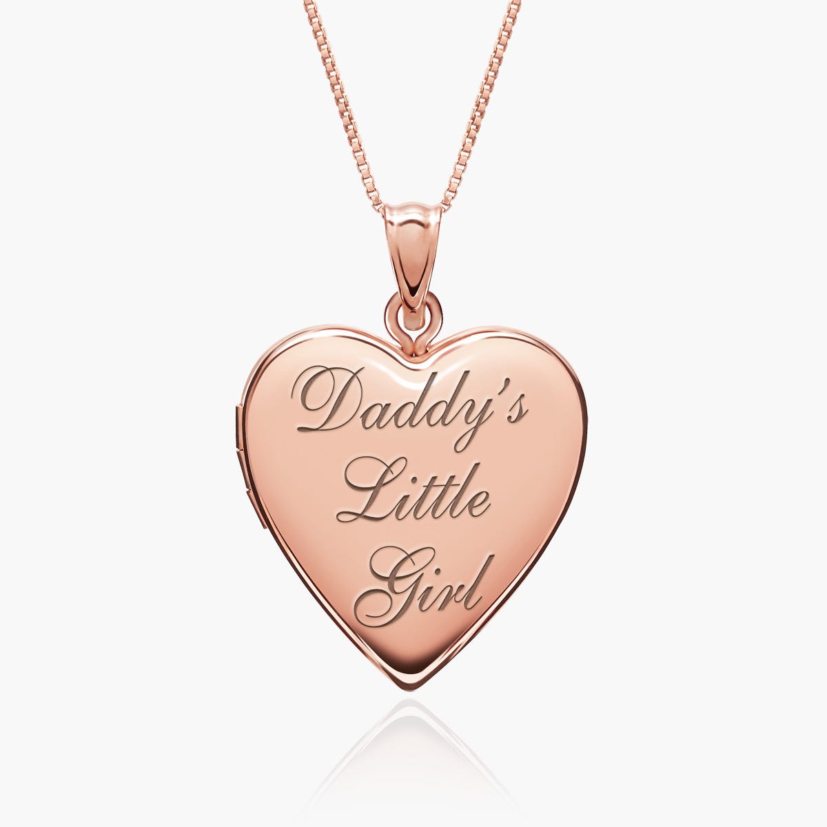 Solid 14K Rose Gold Daddy's Little Girl Heart Locket
