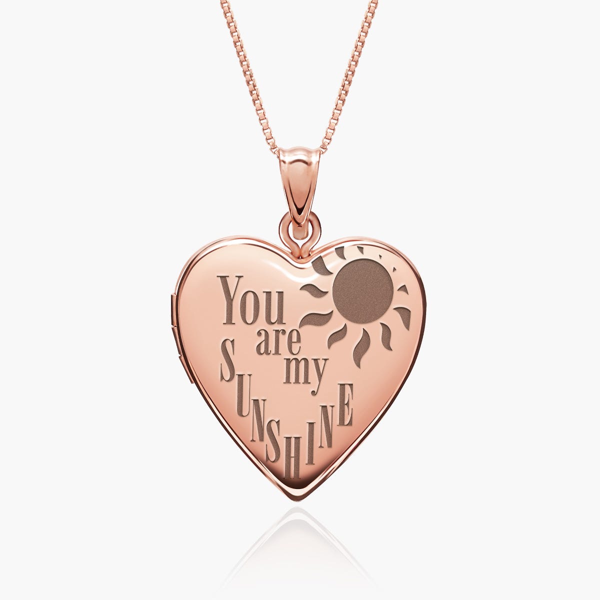Rose Gold Plated You Are My Sunshine Heart Photo Locket