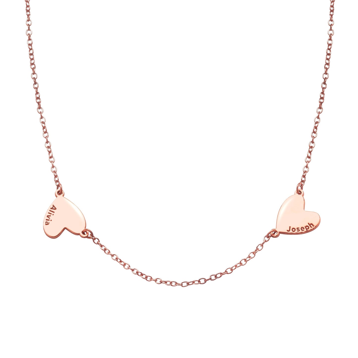 Multiple Heart Charm Necklace With Names