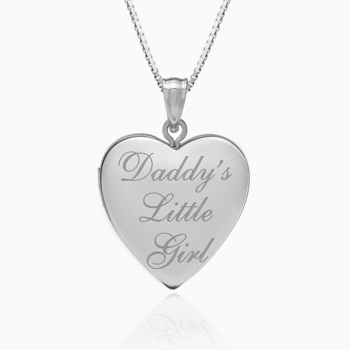 Sterling Silver Daddy's Little Girl Heart Photo Locket