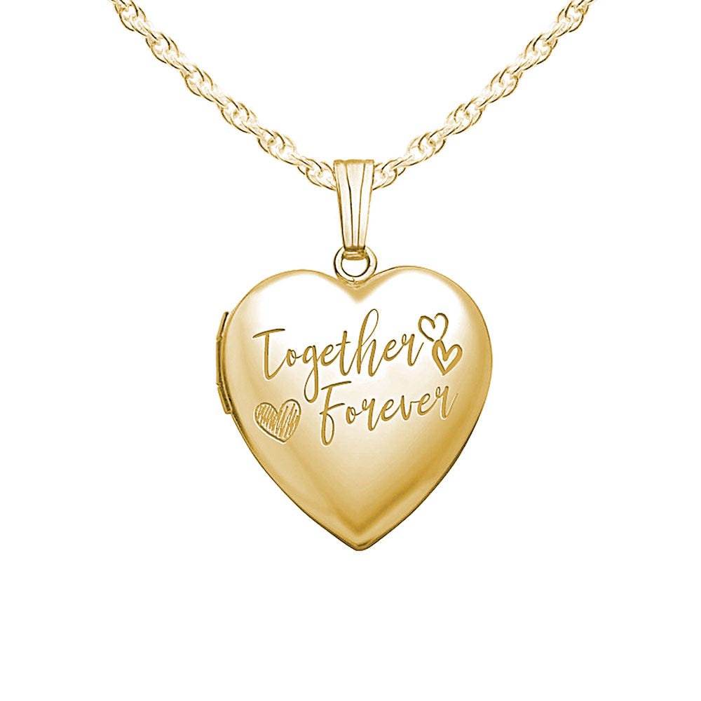 "Together Forever" Heart Photo Locket