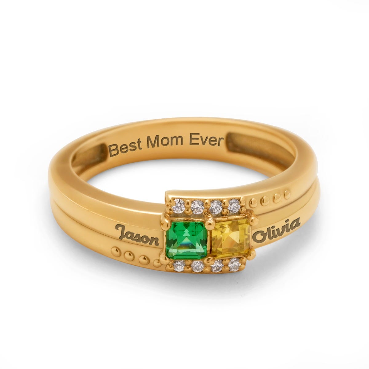 Accented Mother's Ring with Princess Cut Gemstones