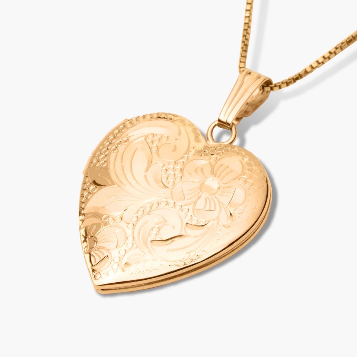 14k Gold Floral Heart Photo Locket