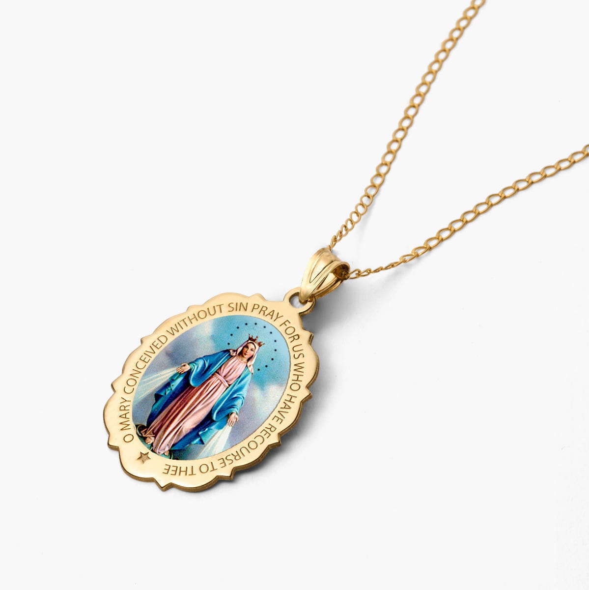 Miraculous Medal Scalloped Oval Color "EXCLUSIVE"