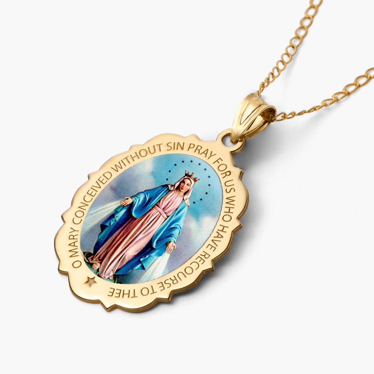 Miraculous Medal Scalloped Oval Color "EXCLUSIVE"