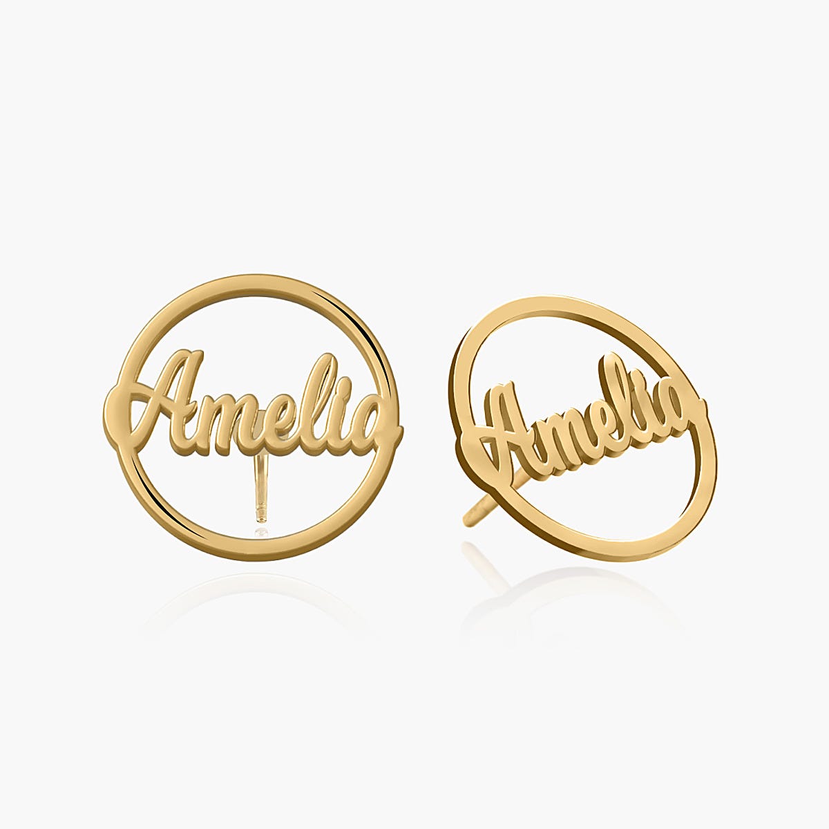 Circle Name Script Earrings