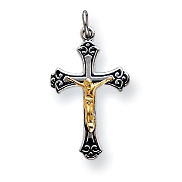 Sterling Silver & Vermeil Crucifix Charm