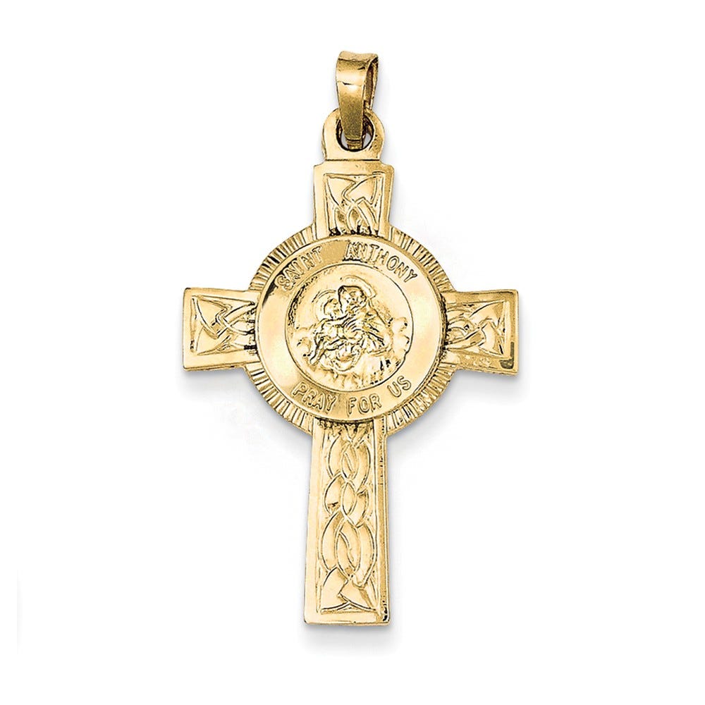 14k Cross w/St Anthony Medal Pendant