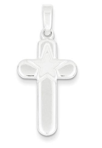 Sterling Silver Polished and Matte Finish Cross Pendant