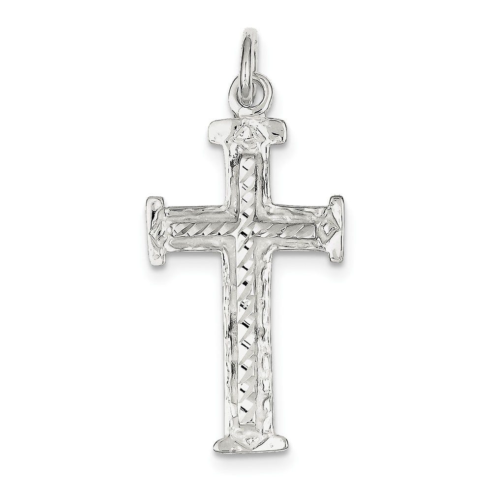Sterling Silver Diamond -Cut Cross Pendant
