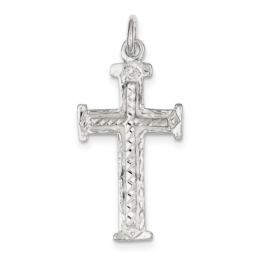 Sterling Silver Diamond -Cut Cross Pendant