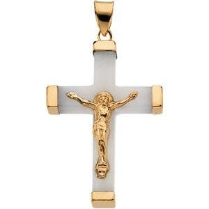 WHITE JADE SQUARE CRUCIFIX
