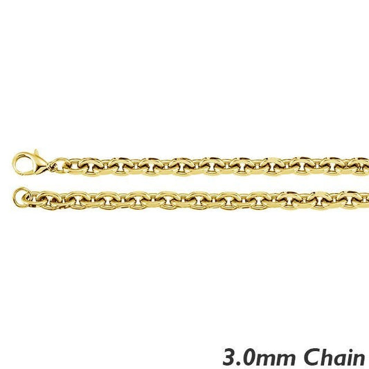 14K Yellow Gold 3.0mm Rolo Chain