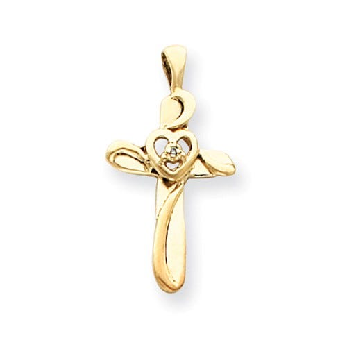 14k AA Diamond Cross Pendant