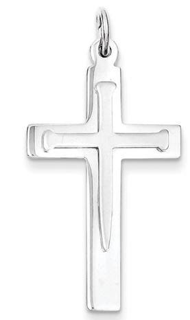 Sterling Silver Satin & Polished Cross Pendant