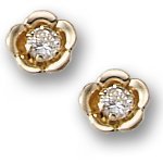 14K Yellow Gold Children's "Floral" Stud Earrings with Cubic Zirconia