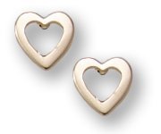14K Yellow Gold Hearts Children Post Earrings