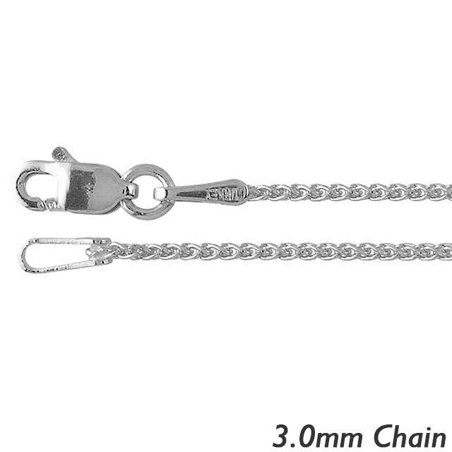 Sterling Silver 3.0mm Diamond Cut Wheat Chain