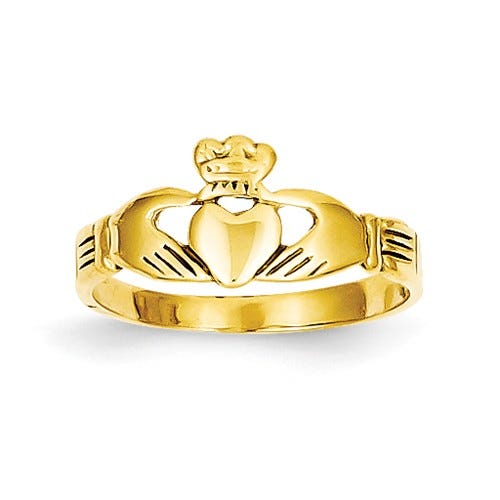 14k Yellow Gold Children's Claddagh Heart Ring