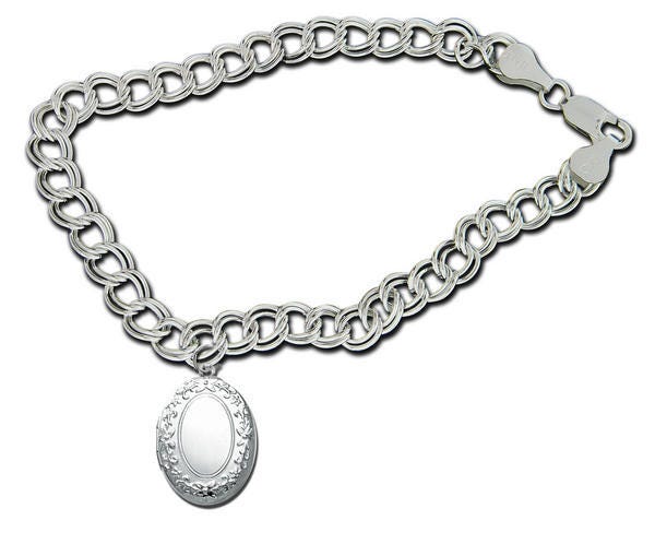 Sterling Silver Oval Locket Bracelet