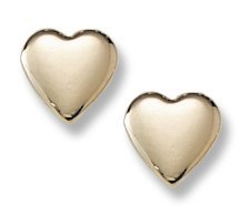 14K Yellow Gold Children's "Heart" Safety Back Earrings