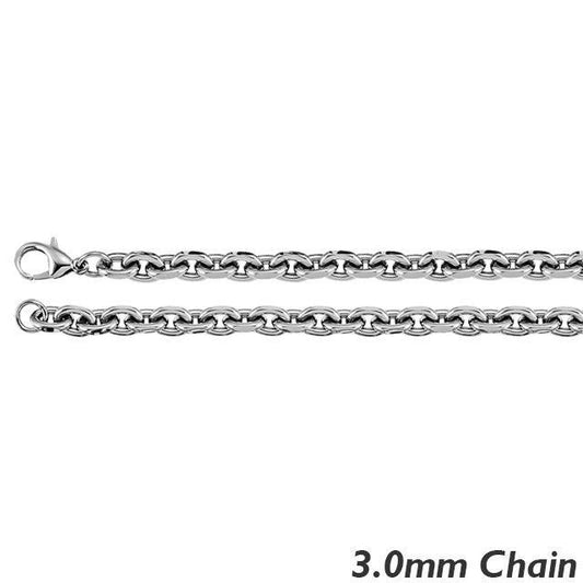 14K White Gold 3.0mm Rolo Chain