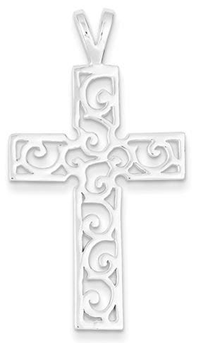 Sterling Silver Polished Swirl Cross Pendant