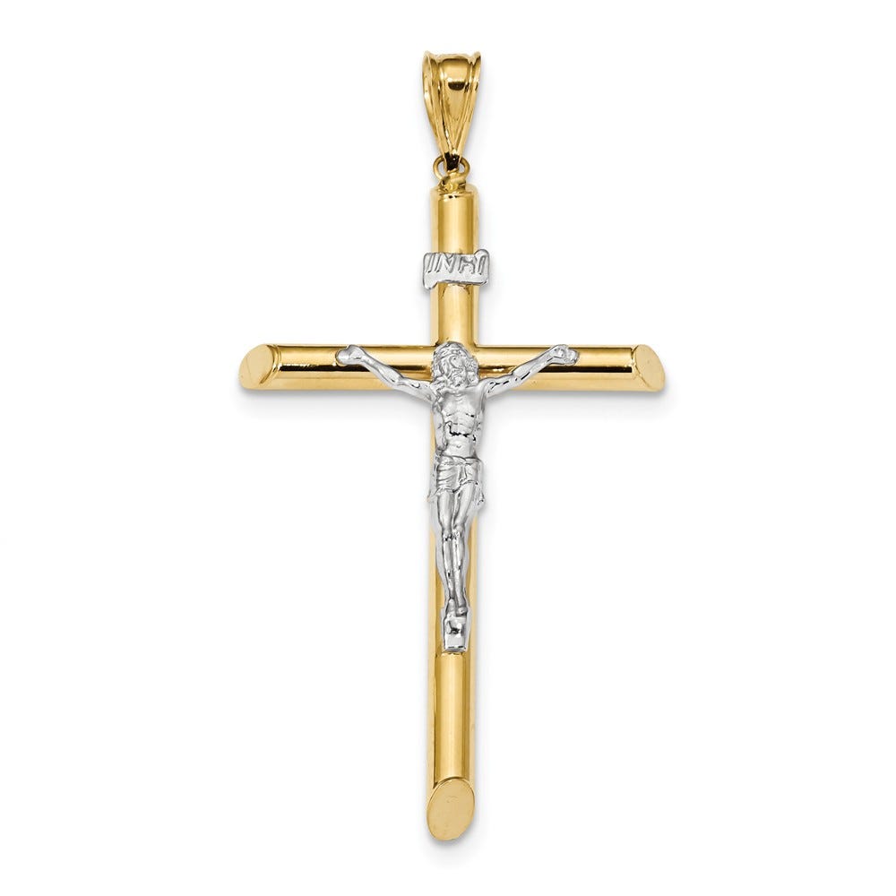 14k Two-Tone Polished Crucifix Pendant