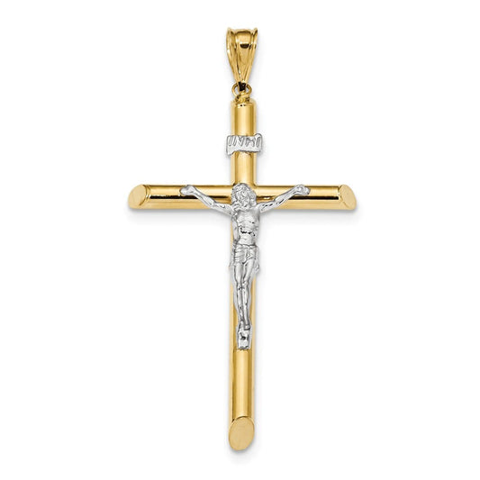14k Two-Tone Polished Crucifix Pendant