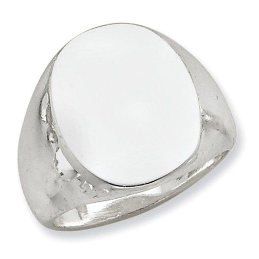 Sterling Silver Men's Oval Solid Back Signet Ring