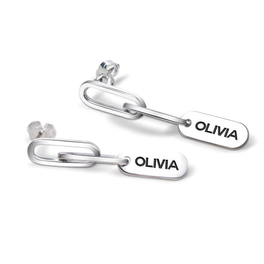 Exclusive Personalized Paperclip Chain Name Earrings