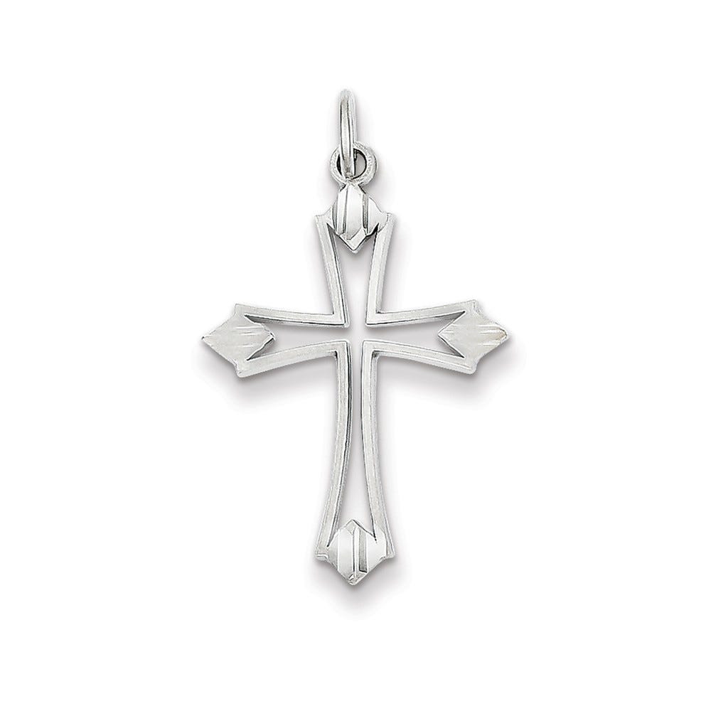 14k White Gold Passion Cross Charm