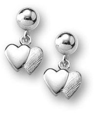 Sterling Silver Children's "Double Heart"  Dangle  Earrings