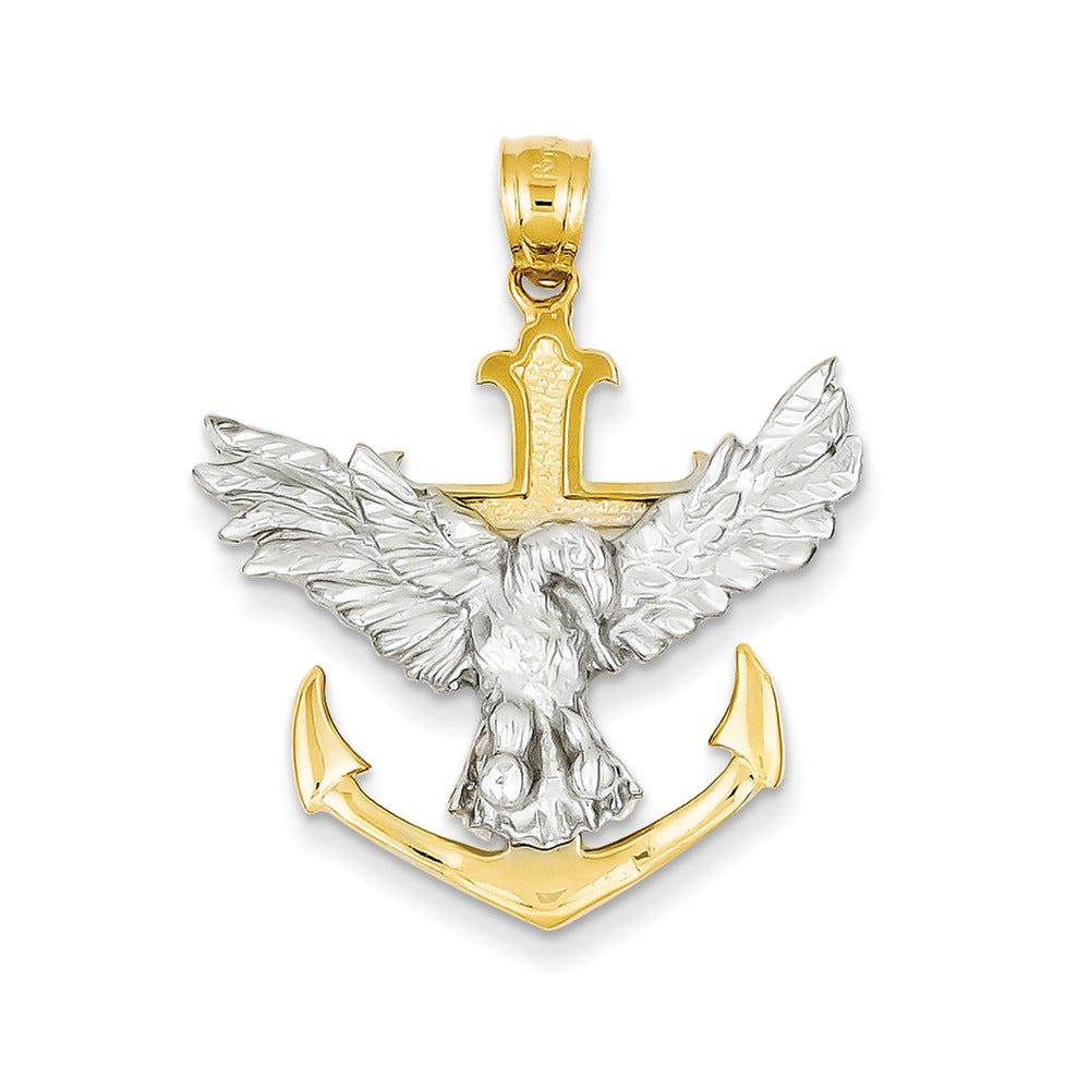 14k Two-tone Mariners Cross w/Eagle Pendant