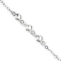 Sterling Silver 9" 3 Dolphins Anklet