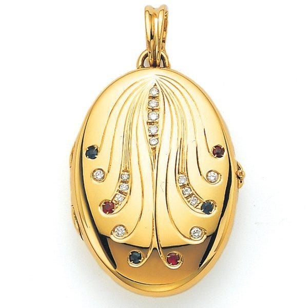 Victor Mayer 18K Gold Diamond Locket With Assorted Gems - 18K Yellow Gold