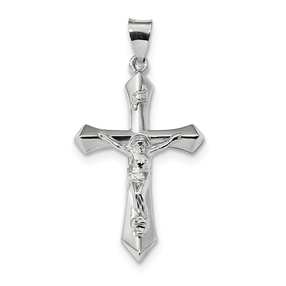 Sterling Silver Rhodium-plated Polished INRI Crucifix Pendant