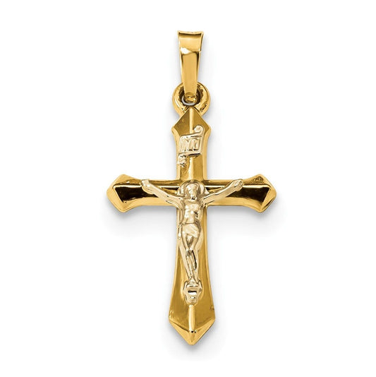 14k Two-tone Polished INRI Crucifix Pendant