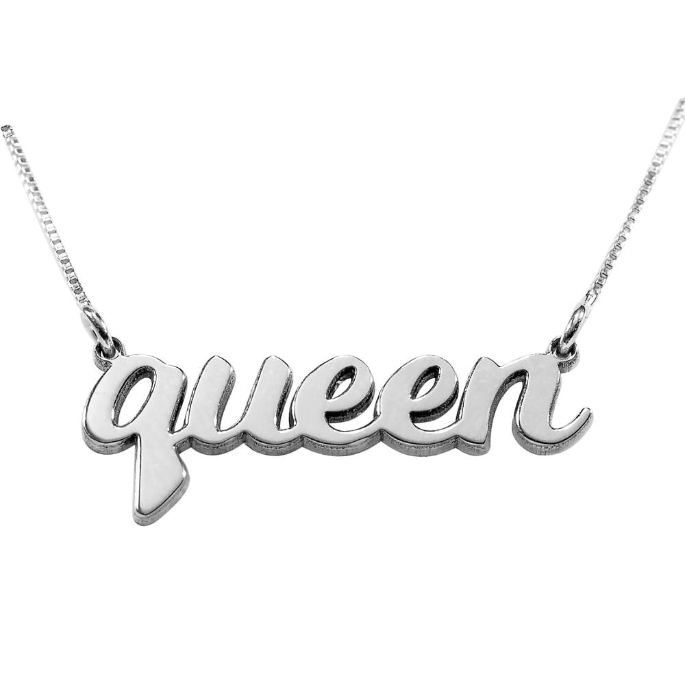 Script Queen Necklace with Chain Included